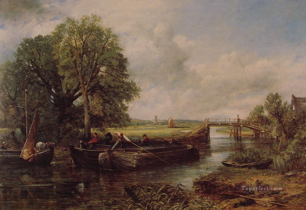 A View on the Stour near Dedham Romantic landscape John Constable stream Oil Paintings